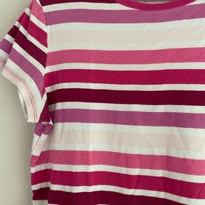 Striped tunic length tee swim coverup, dress, or nightgown. Relaxed baggy fit